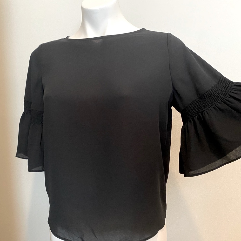 Mossimo sheer black bell sleeve top